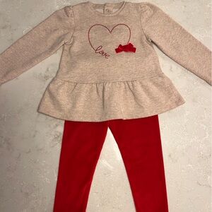 Girls' Love Heart Outfit - Gray and Red